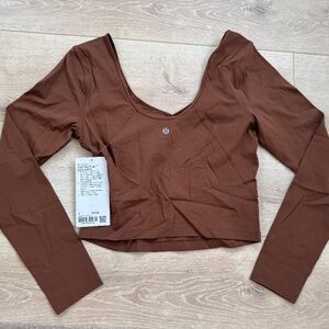 Lululemon, Align Long Sleeve Top, Nulu fabric, cropped, brown, size 8